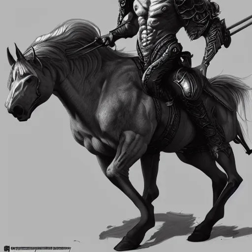 Epic masterpiece of a horseman hybrid, dnd character Stable