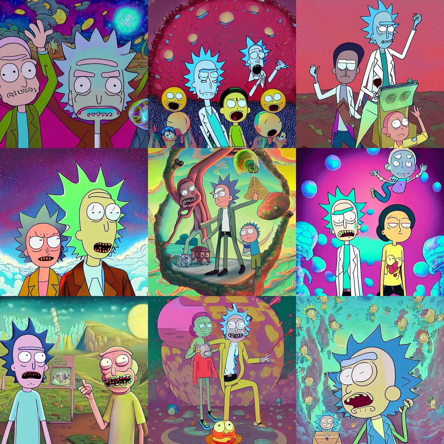 digital painting of rick and morty by james jean, Stable Diffusion