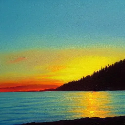 beautiful landscape painting of West Vancouver sunset, Stable