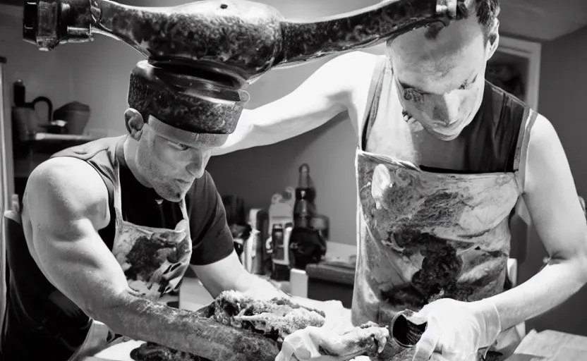 jerma putting an arm in a meat grinder Stable Diffusion