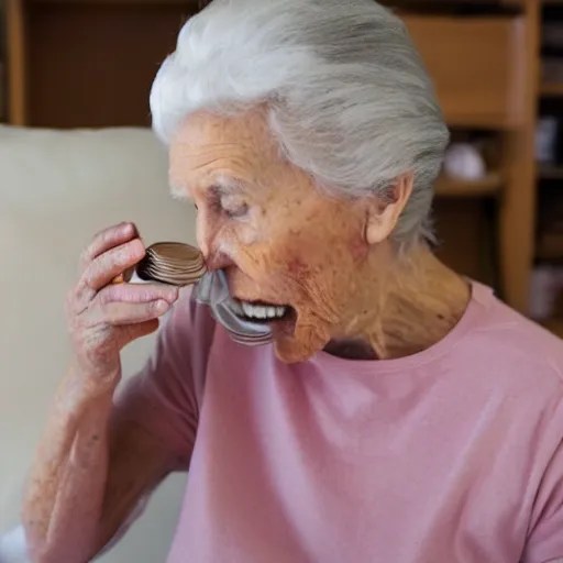 photo of a dementia patient eating coins Stable Diffusion OpenArt