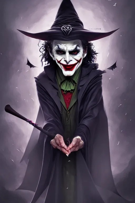 beautiful ancient witch with joker face uses bat Stable Diffusion