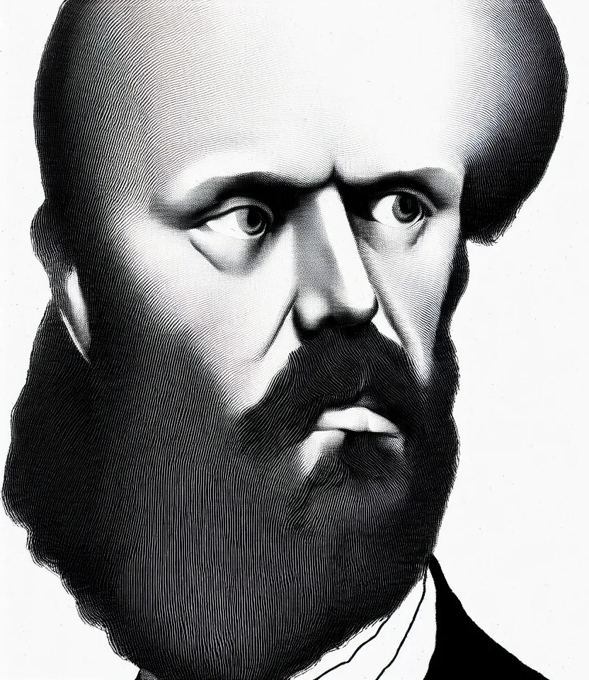 minimalist line art portrait of russian writer fyodor Stable Diffusion