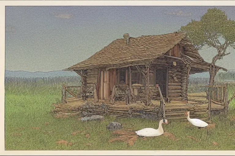 country road cabin goose by moebius Stable Diffusion