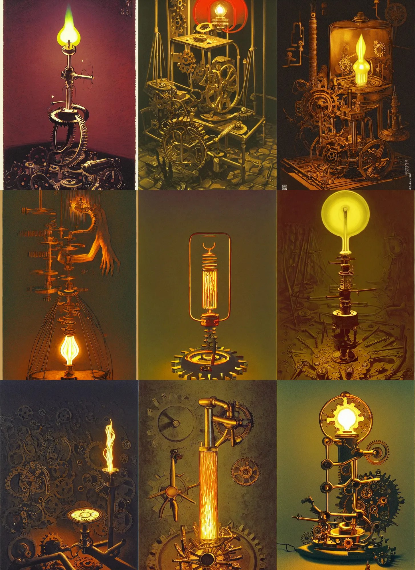 the clockwork flame a transluscent oil lamp with gears Stable