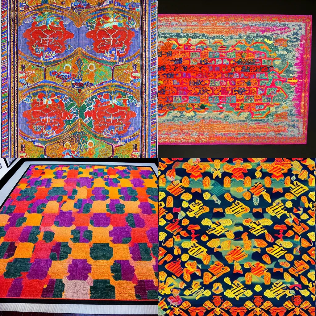 Japanese style carpet .vivid color ,Brightly colored Stable Diffusion