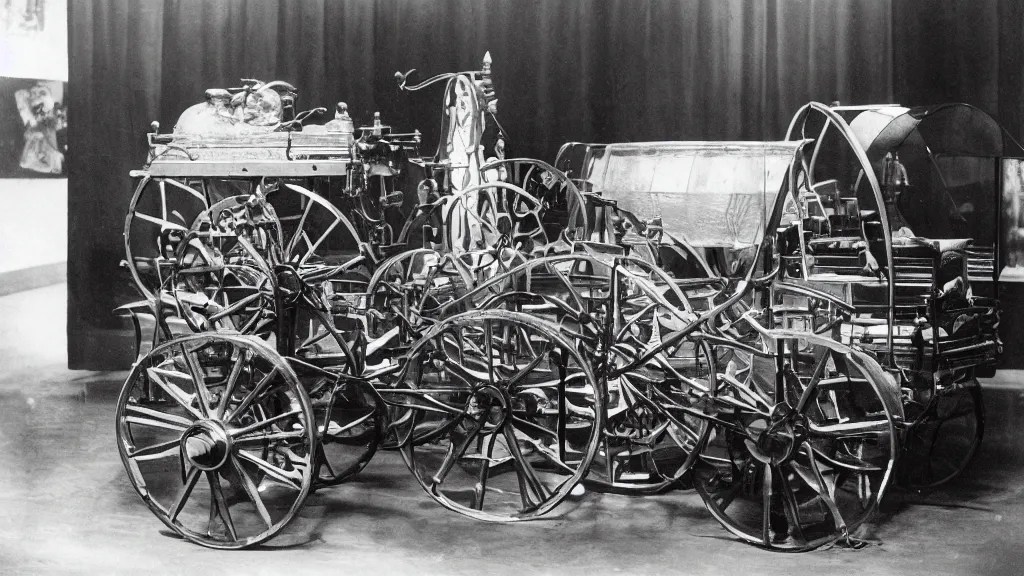 an exhibit of the first time machine ever created, Stable Diffusion