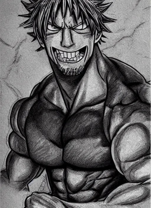 dwayne johnson as character in one piece manga, sketch Stable