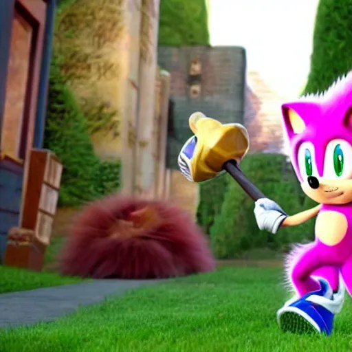 Leaked image of Amy Rose holding her hammer in the | Stable Diffusion