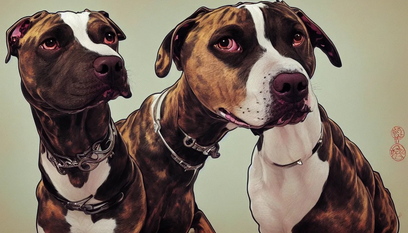 excellent painted portrait of pitbull dog, high Stable Diffusion