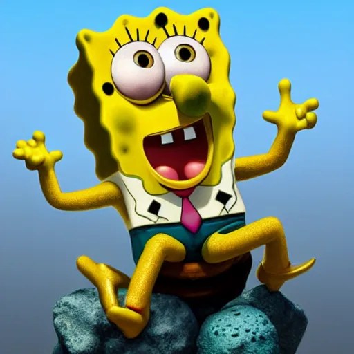 SpongeBob Squarepants stone statue by Michelangelo, Stable Diffusion