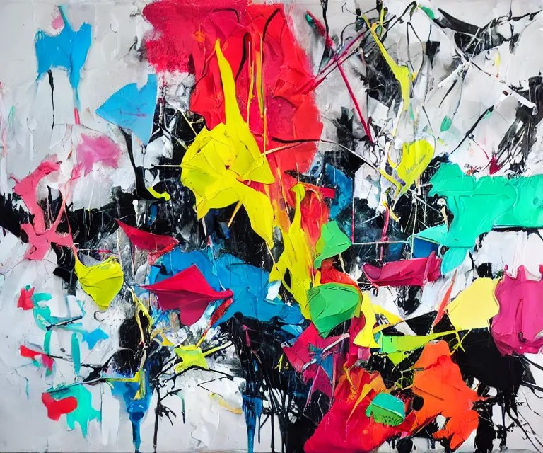 abstract expressionist painting, paint drips, acrylic, Stable