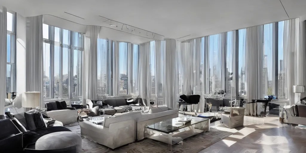 new york apartment at billionaires row designed by Stable Diffusion