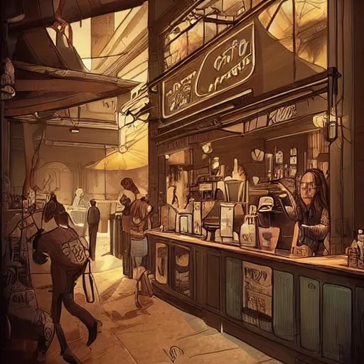 an intricate concept art illustration of a coffee Stable Diffusion