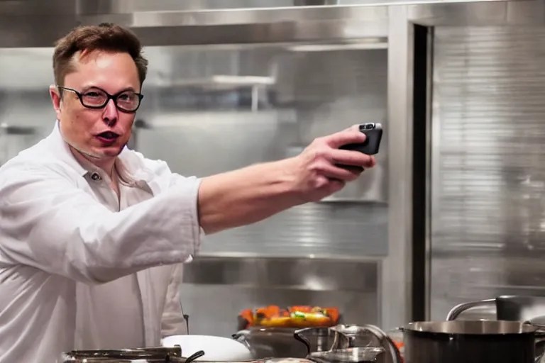 elon musk using glasses and grabbing an iphone while Stable Diffusion