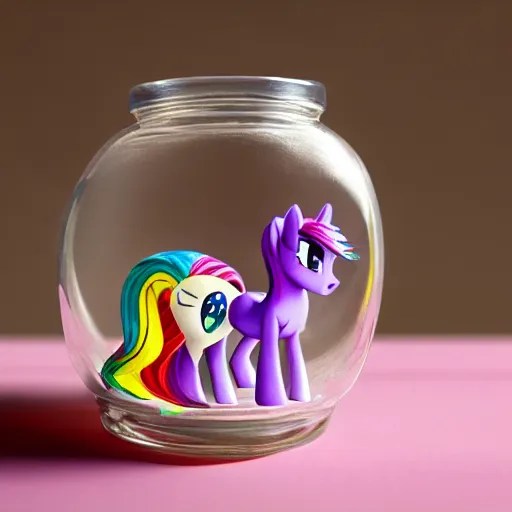 a my little pony figure in a jar covered in a Stable Diffusion OpenArt