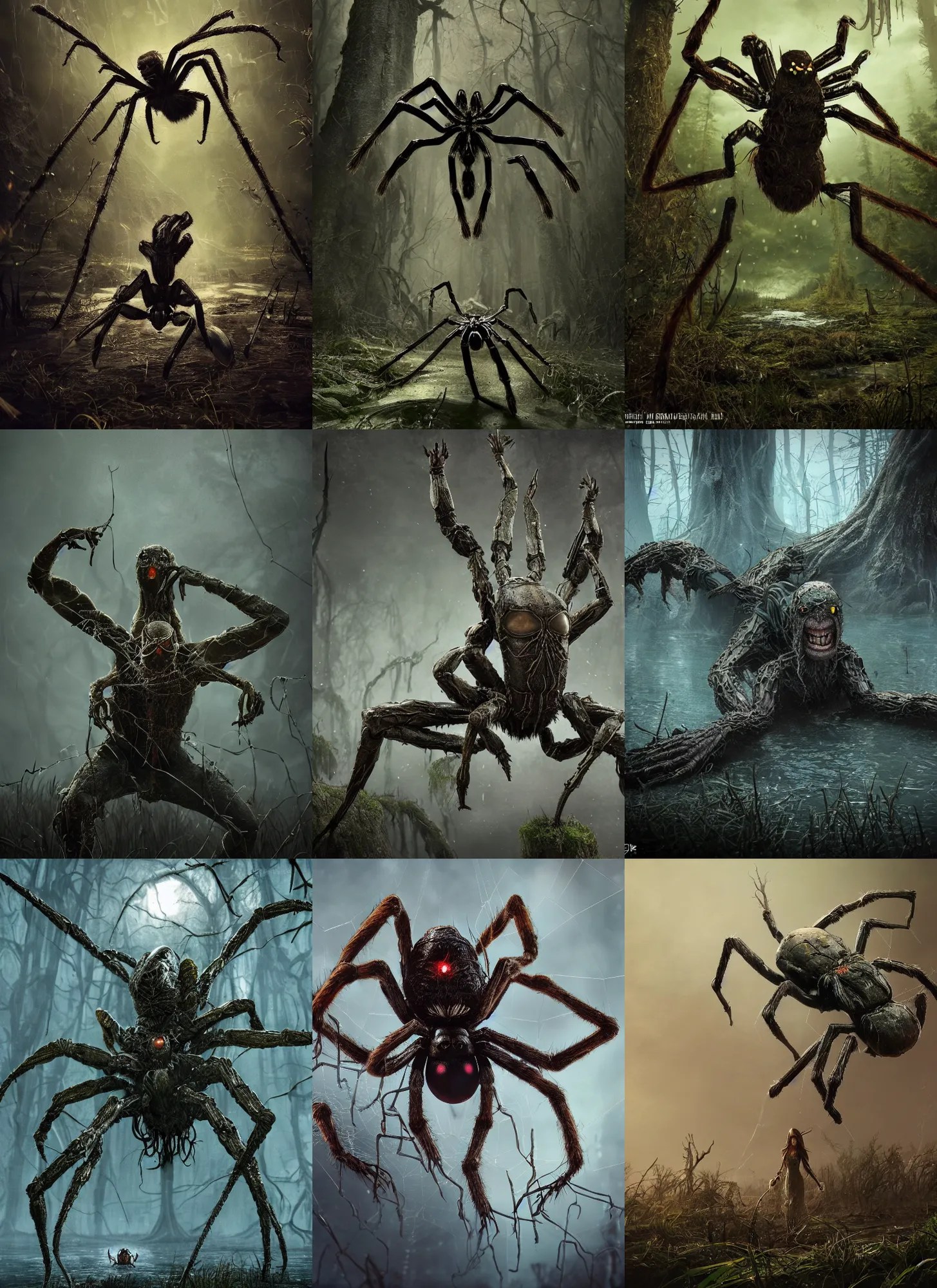 spider living in the swamp Slavic mythology. Full Stable Diffusion