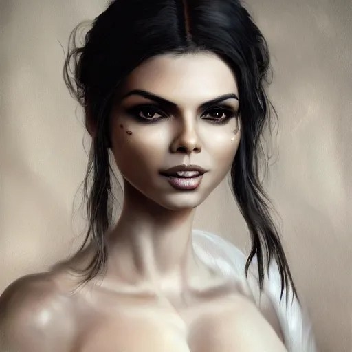 portrait of sherlyn chopra, white horse, dreamy, Stable Diffusion