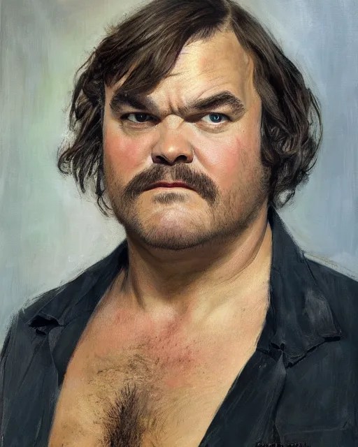 jack black, portrait painting by donato giancola, Stable Diffusion
