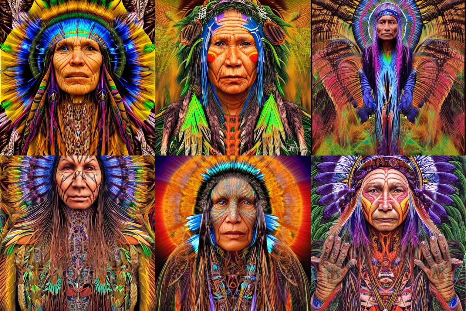 A old native shaman woman in a amazon forrest by alex Stable