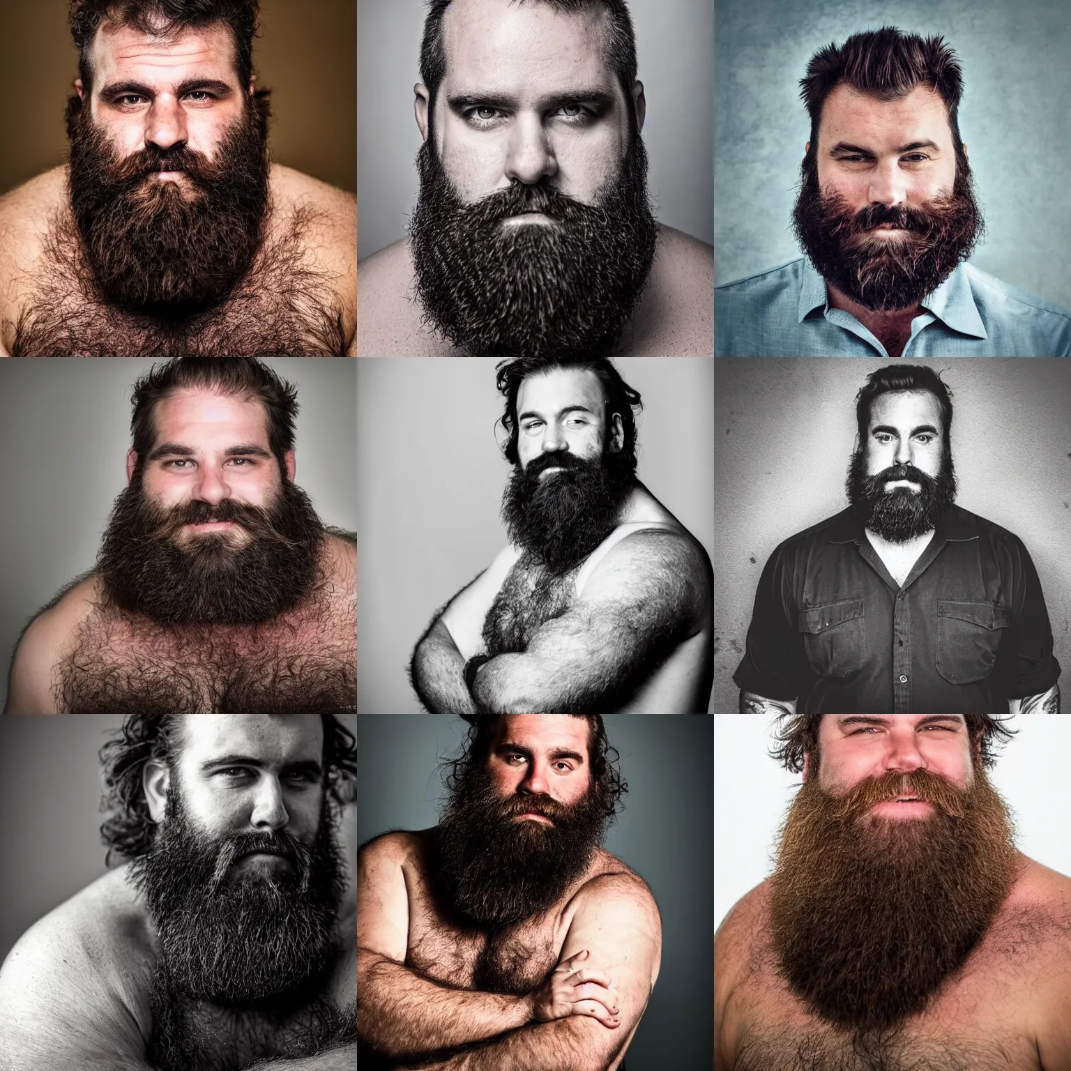 portrait of a very burly man, very hairy with a beard Stable Diffusion
