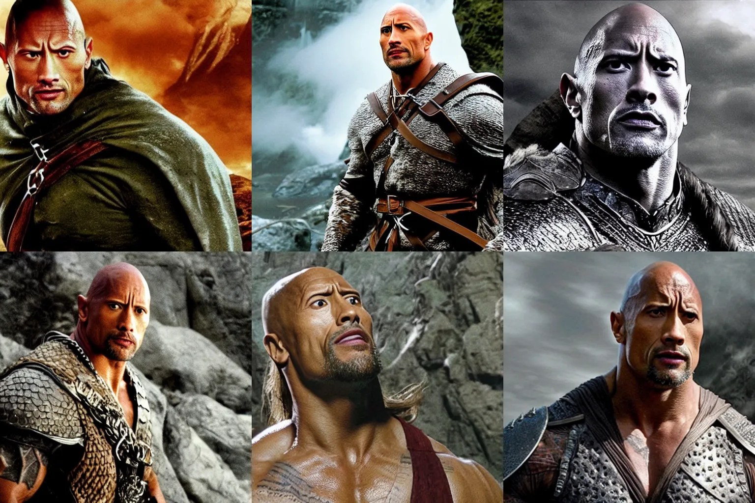 Dwayne Johnson in lord of the rings Stable Diffusion