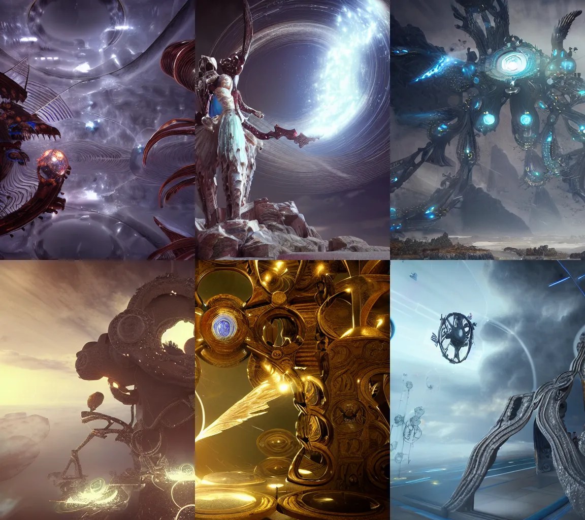 machine spirits hovering over portals of creation in a Stable