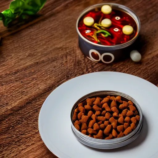 canned dog food on a plate, gourmet michelin Stable Diffusion OpenArt