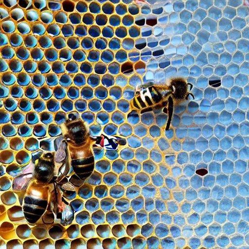 the bees began building a giant matrix to Stable Diffusion