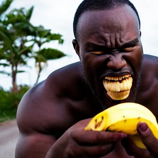 big angry black maneating bananas in the hood, 8k Stable Diffusion