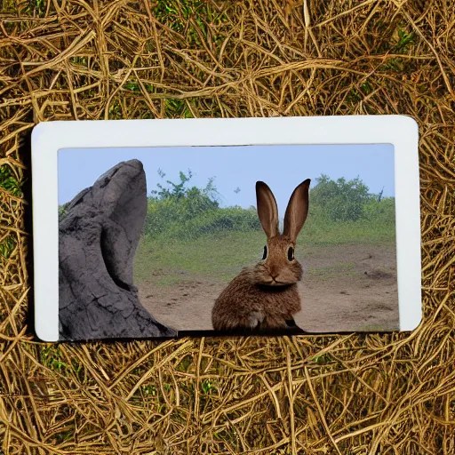rabbit run across jungle. film strip. 4 frames. Stable Diffusion