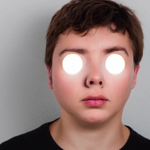 person with completely blank glowing white eyes Stable Diffusion