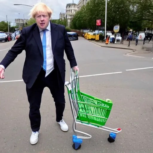 Wide Angle Photo of Boris Johnson doing Jackass Stable Diffusion