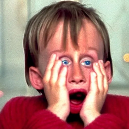 Kevin McCallister screaming with his hands on his face Stable Diffusion