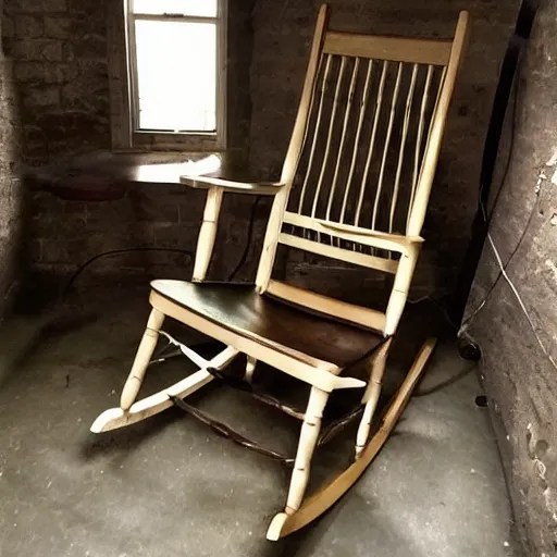 a rocking chair in a basement, craigslist photo Stable Diffusion