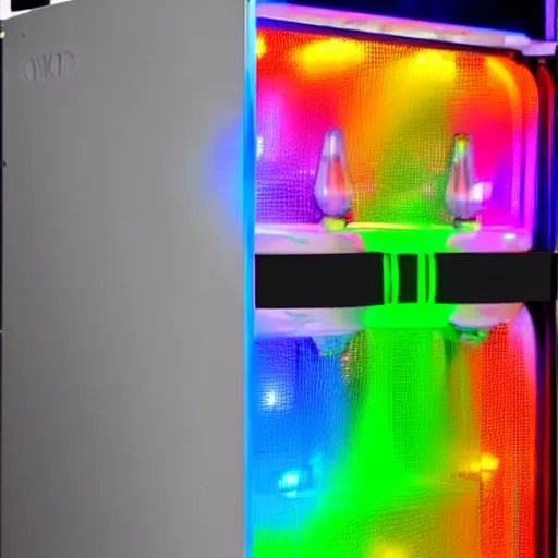 gaming refrigerator with colourful RGB lights, Stable Diffusion