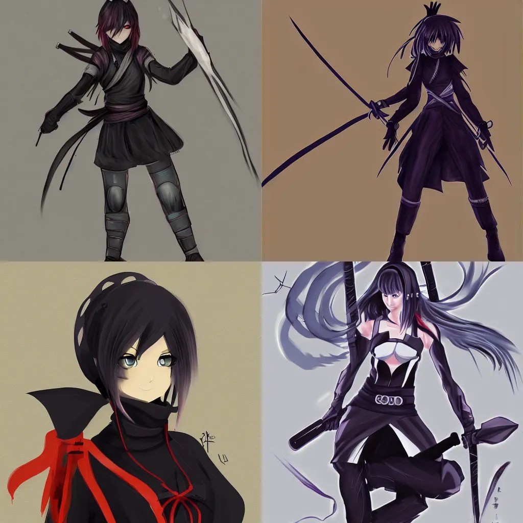 Anime ninja girl by Huke, concept art Stable Diffusion