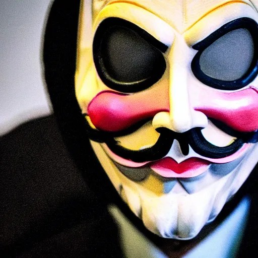 professor anonymous wearing guy fawkes mask giving Stable Diffusion