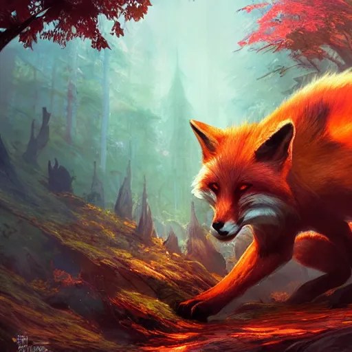 Fox Forest Elemental, magic the gathering artwork, Stable Diffusion