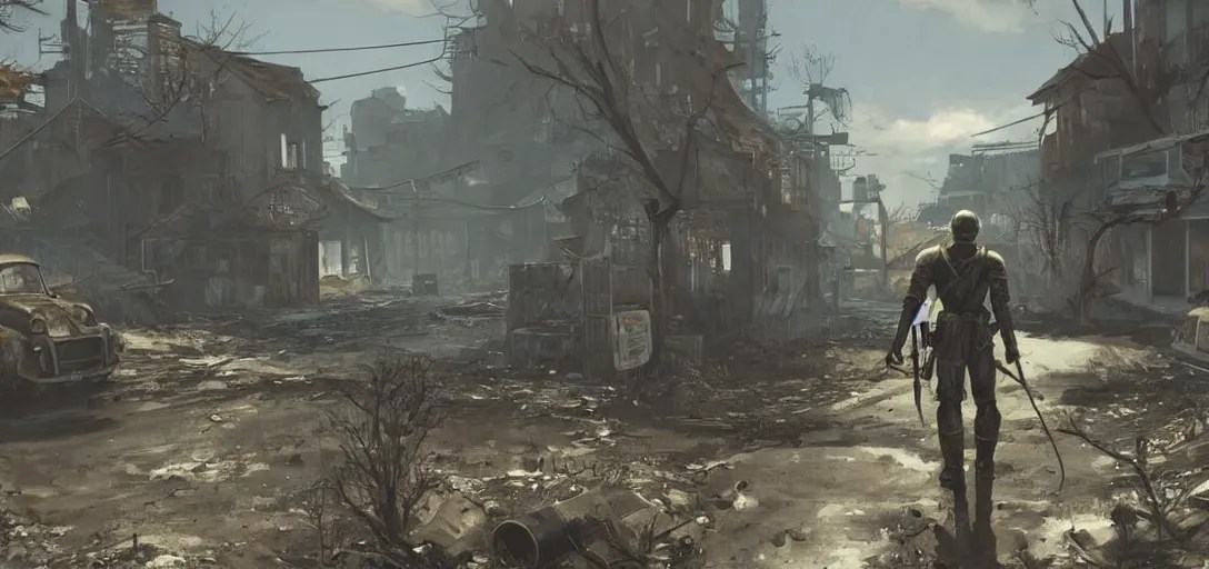 Fallout 4, painting by Hiroshi Yoshida style Stable Diffusion OpenArt