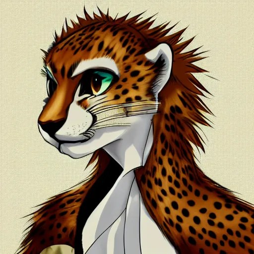 modern anime portrait an anthro male cheetah furry Stable Diffusion