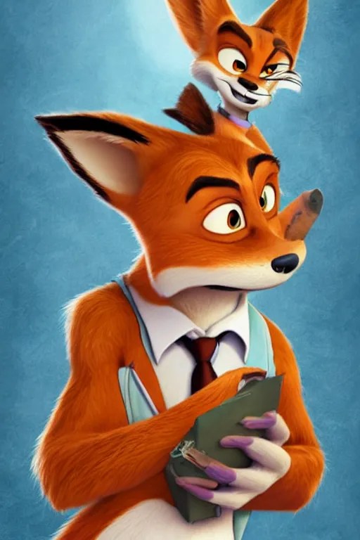 nick wilde from zootopia fox furry anthro on a movie Stable Diffusion