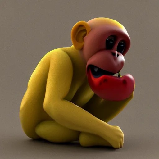 monkey made out of fruit, 3D render Stable Diffusion OpenArt