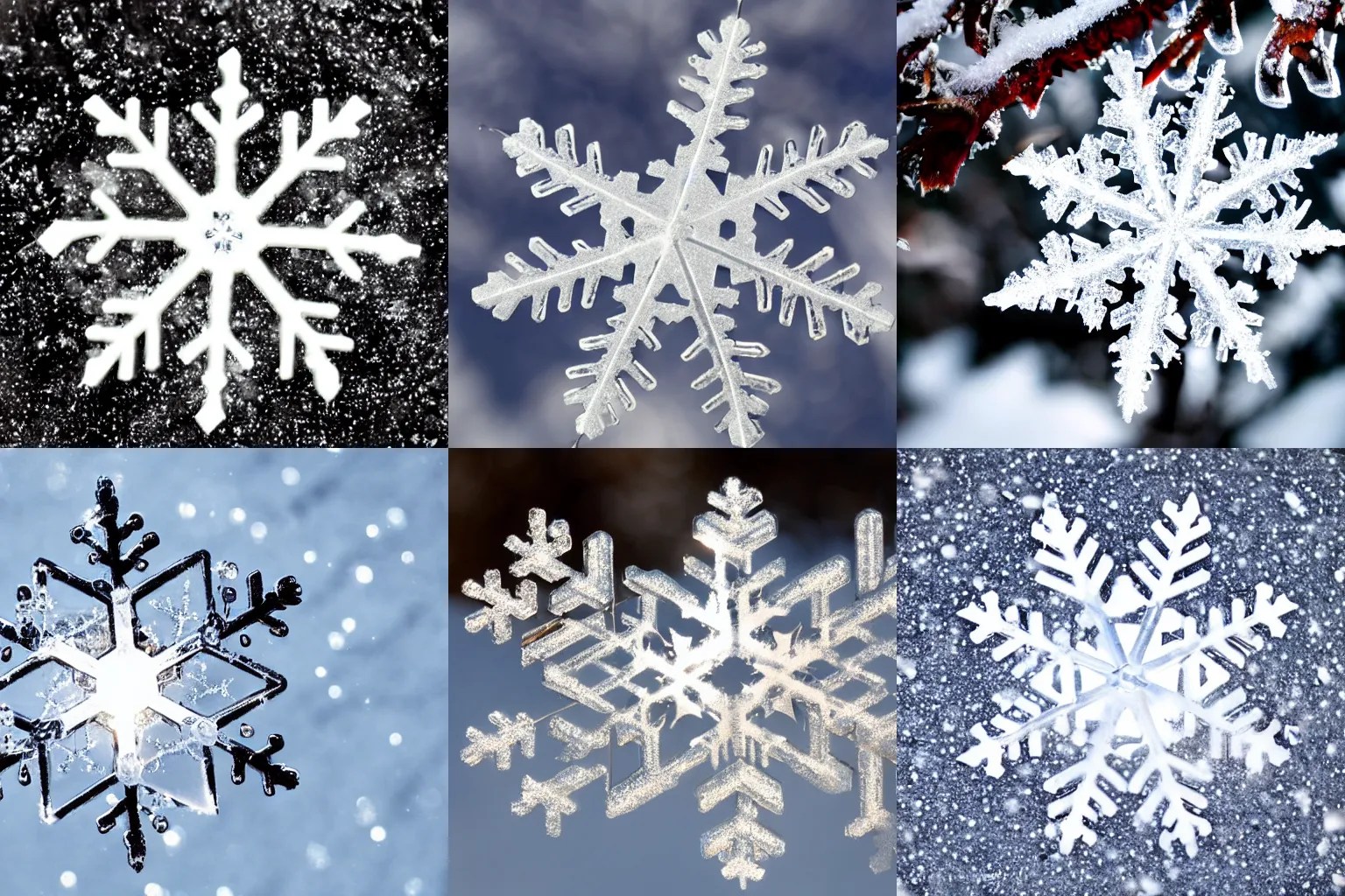 snowflake glistening in brutal cold winter sun. Stable Diffusion