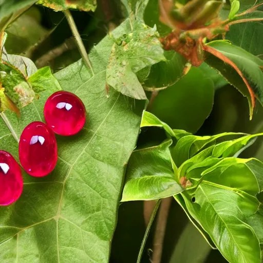 a plant growing cut ruby gemstones instead of fruit Stable Diffusion