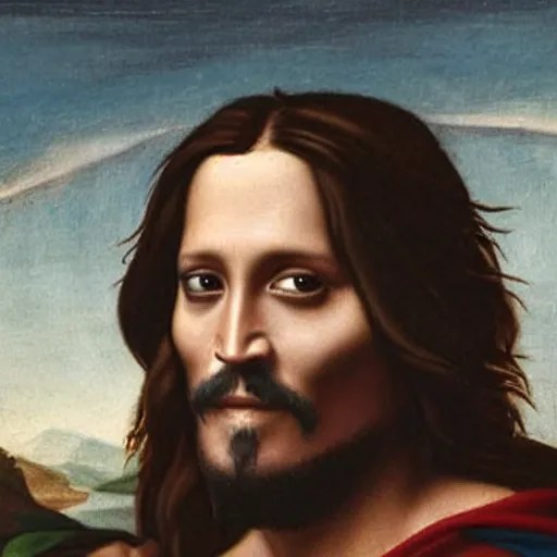 johnny depp as jesus christ painted by michelangelo, Stable Diffusion