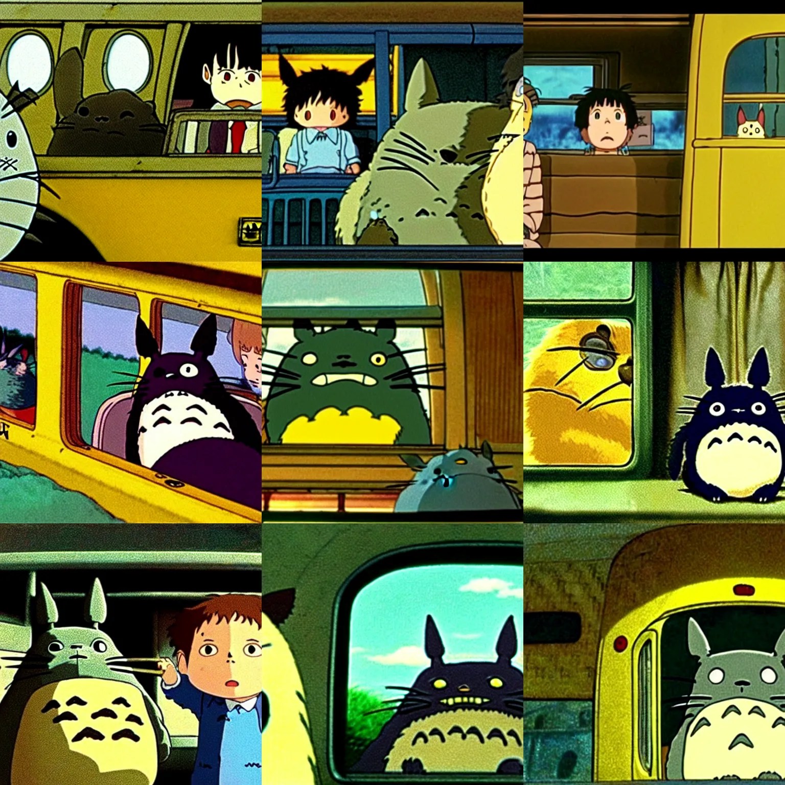 film still from totoro, harry potter inside yellow cat Stable