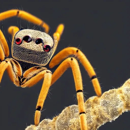 a specimen of a spider unfolded under a microscope, Stable Diffusion