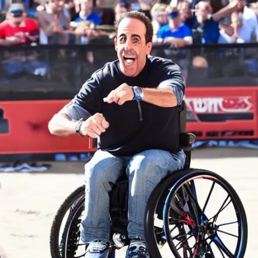 jerry seinfeld jumping a wheelchair at x games Stable Diffusion OpenArt