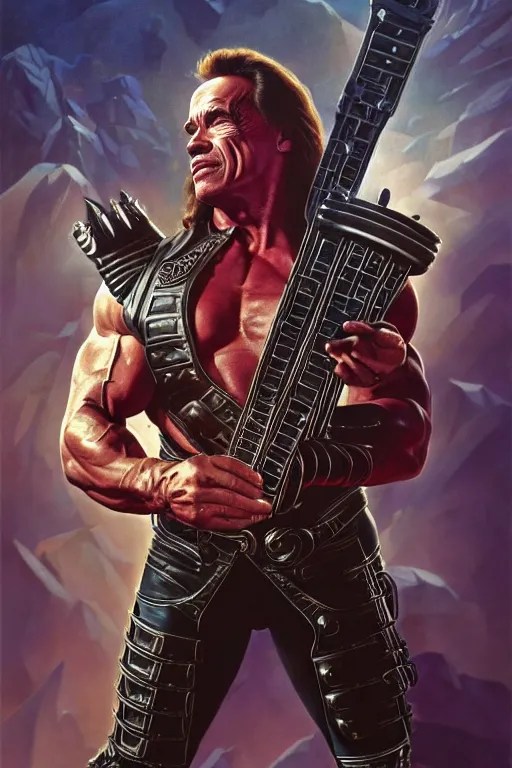 arnold schwarzenegger as a heavy metal musician, sci Stable